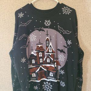 Snowy Haunted House Sweater